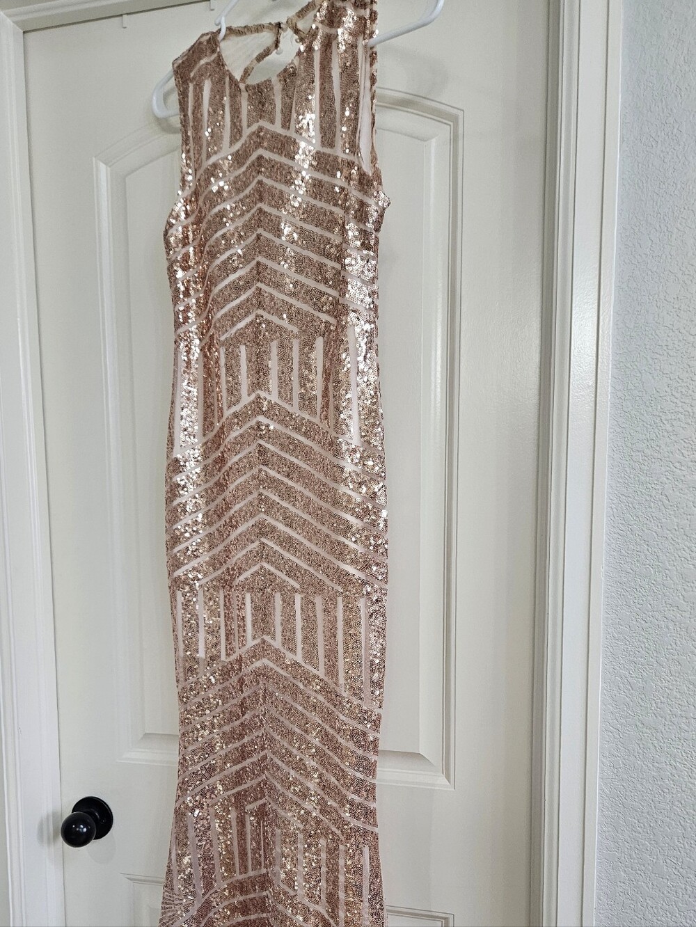 Sequin Sheath Evening Dress - Rose Gold
